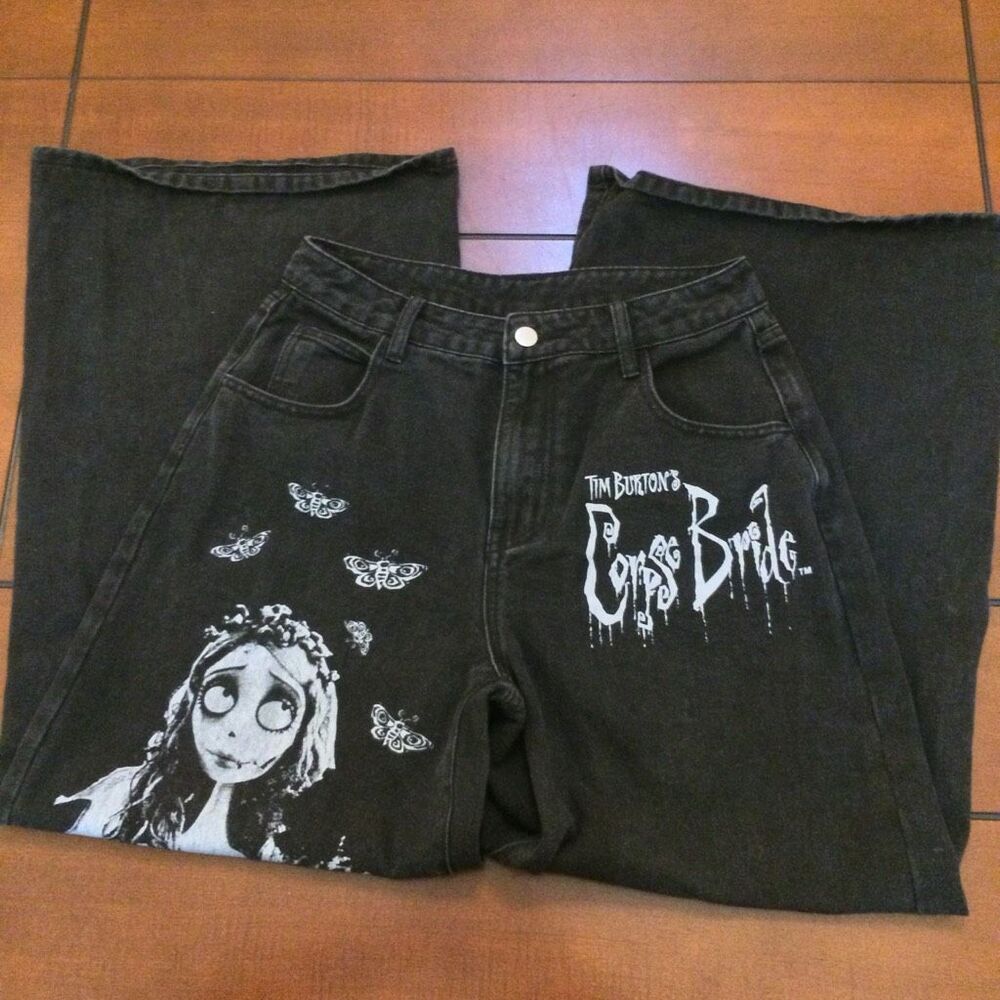 Corpse bride black wide leg women’s jeans large (8/10) - Picture 2 of 13